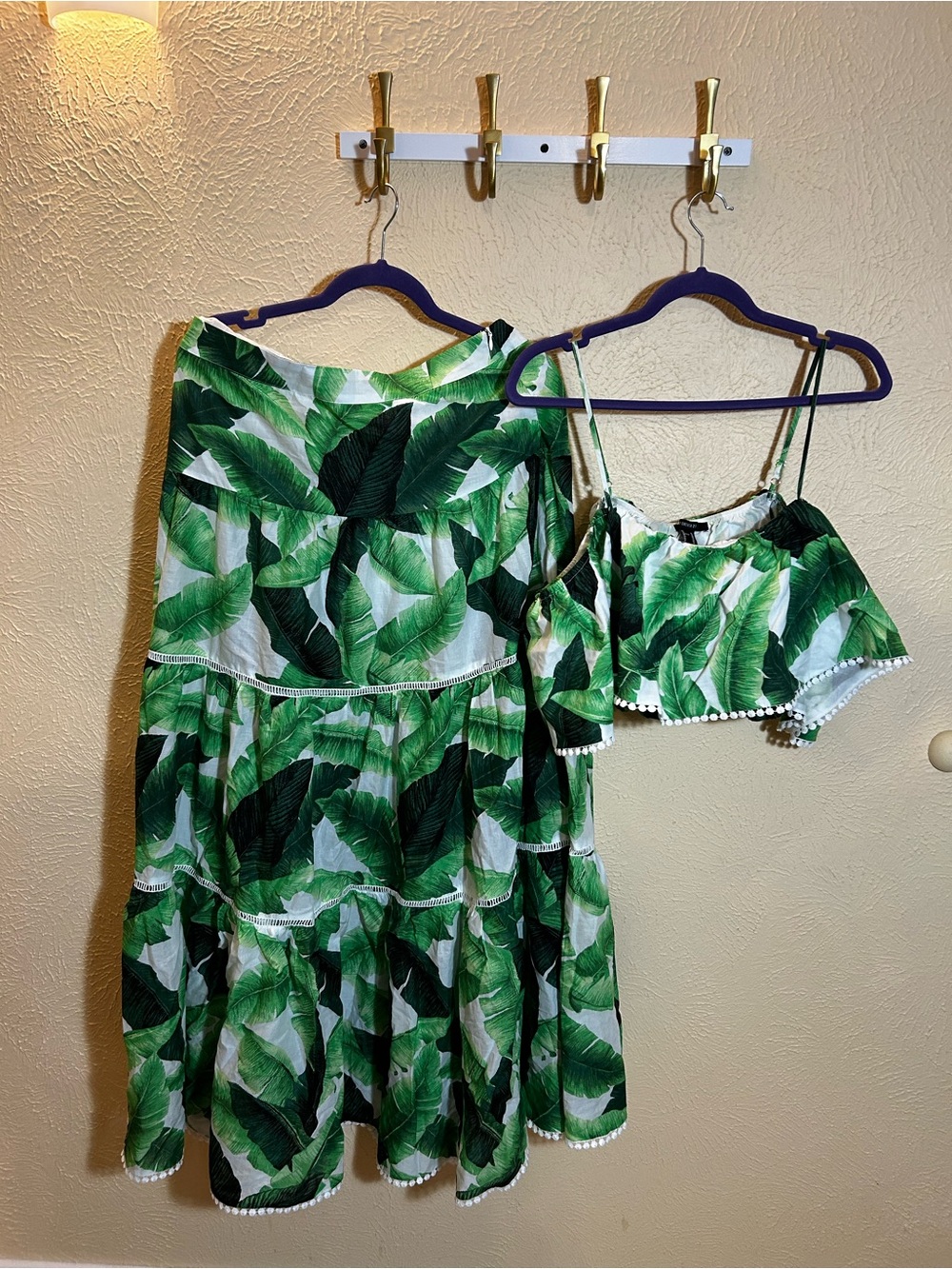 Forever 21 Green Palm Print Two-Piece Set